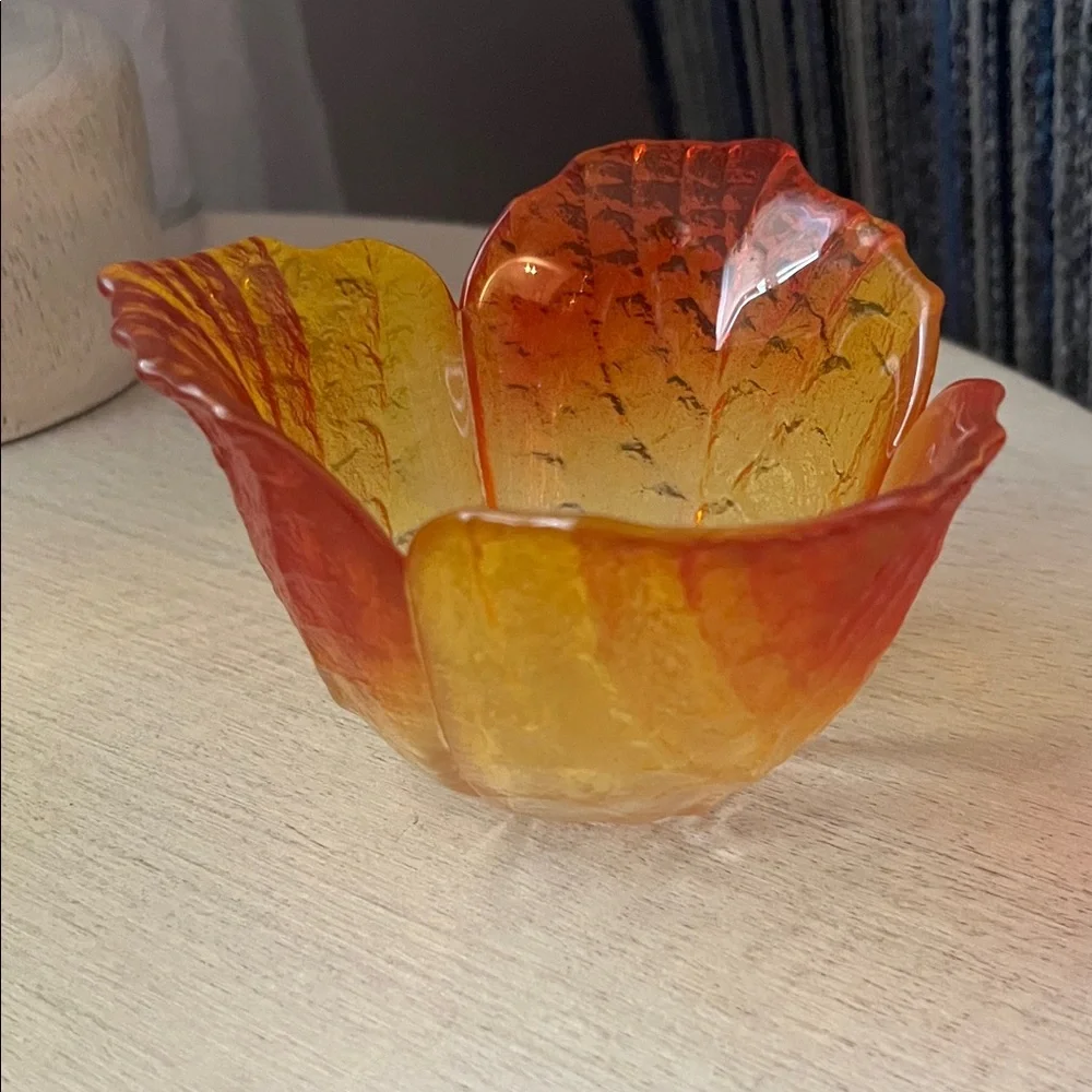 🌴⭐️ Colorful Glass Leaf Bowls / Candle Holders